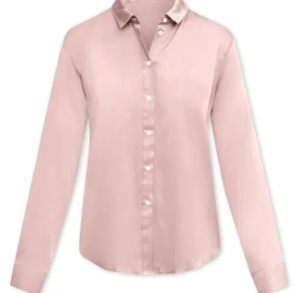 Nouvelle Palm Beach Tops - Two blouses by Nouvelle Palm Beach Silk Button Down Tunic Spring Pink & Blue